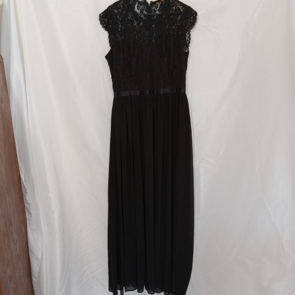Miusol Black Lace Top Long Chiffon Skirt Dress Gown 2XL Gala Wedding Formal NEW - Picture 2 of 15